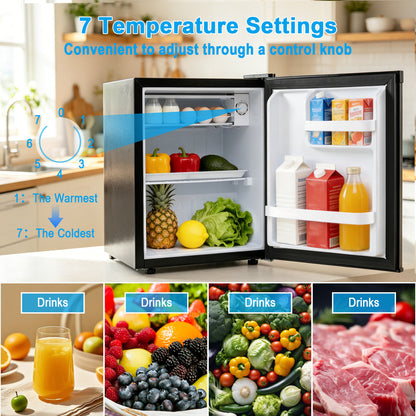 Compact Mini Fridge with 7-Level Adjustable Thermostat, Black Refrigerators at Gallery Canada