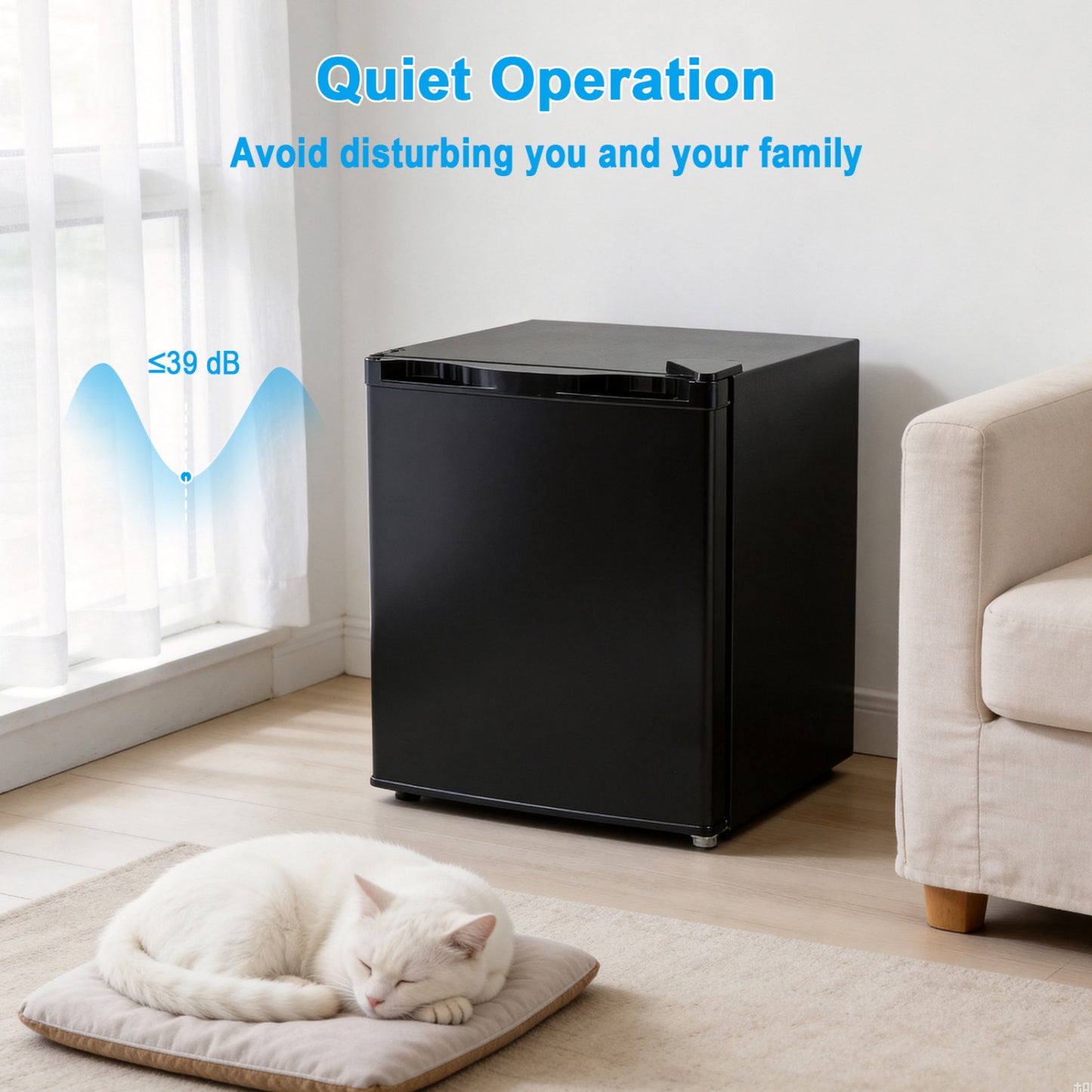 Compact Mini Fridge with 7-Level Adjustable Thermostat, Black Refrigerators at Gallery Canada