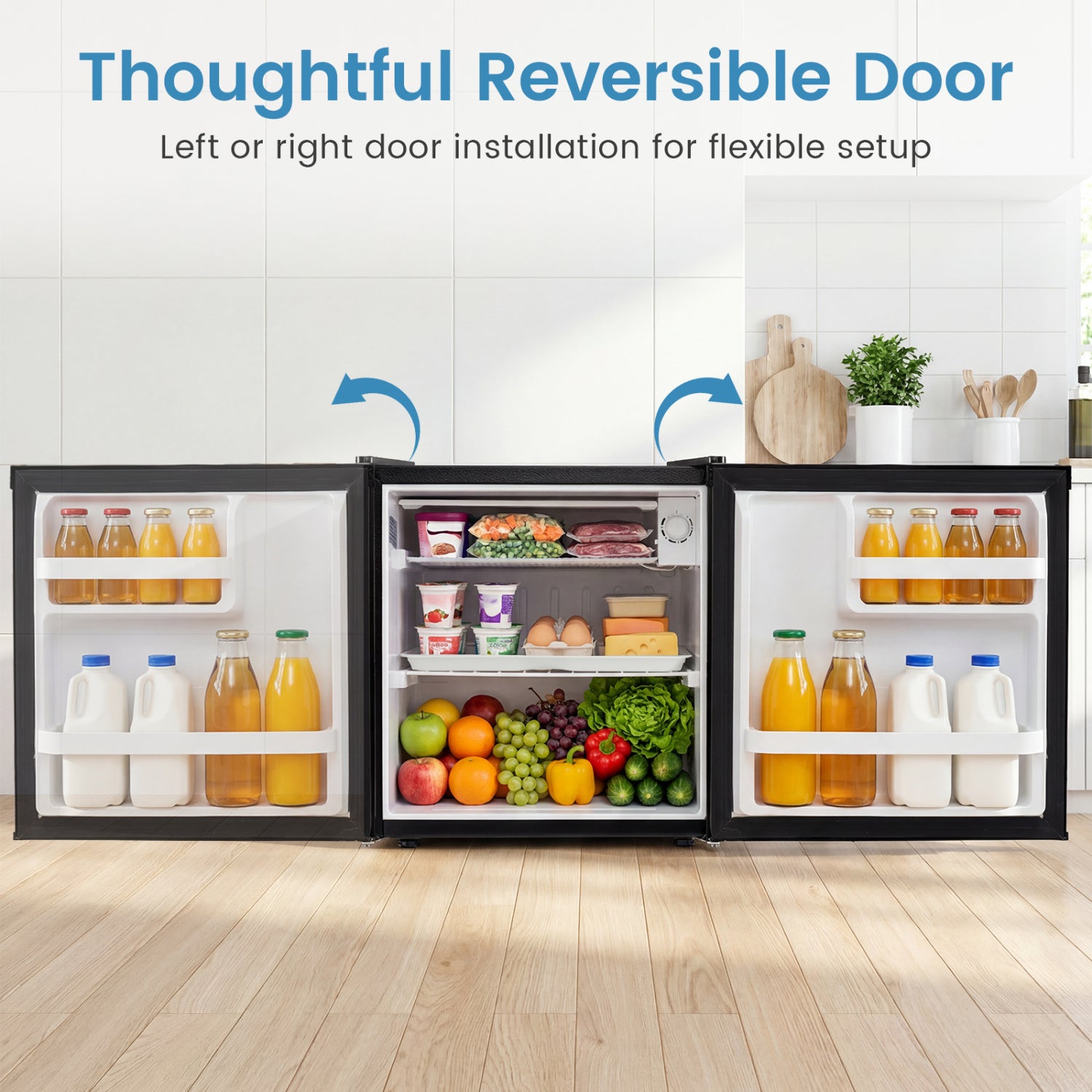Compact Mini Fridge with 7-Level Adjustable Thermostat, Black Refrigerators at Gallery Canada