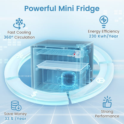 Compact Mini Fridge with 7-Level Adjustable Thermostat, Black Refrigerators at Gallery Canada