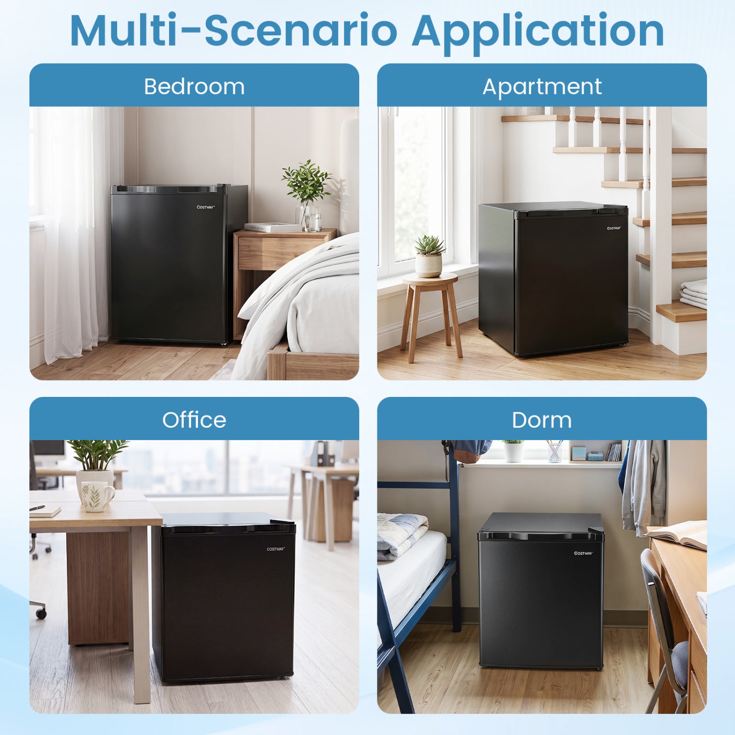 Compact Mini Fridge with 7-Level Adjustable Thermostat, Black Refrigerators at Gallery Canada