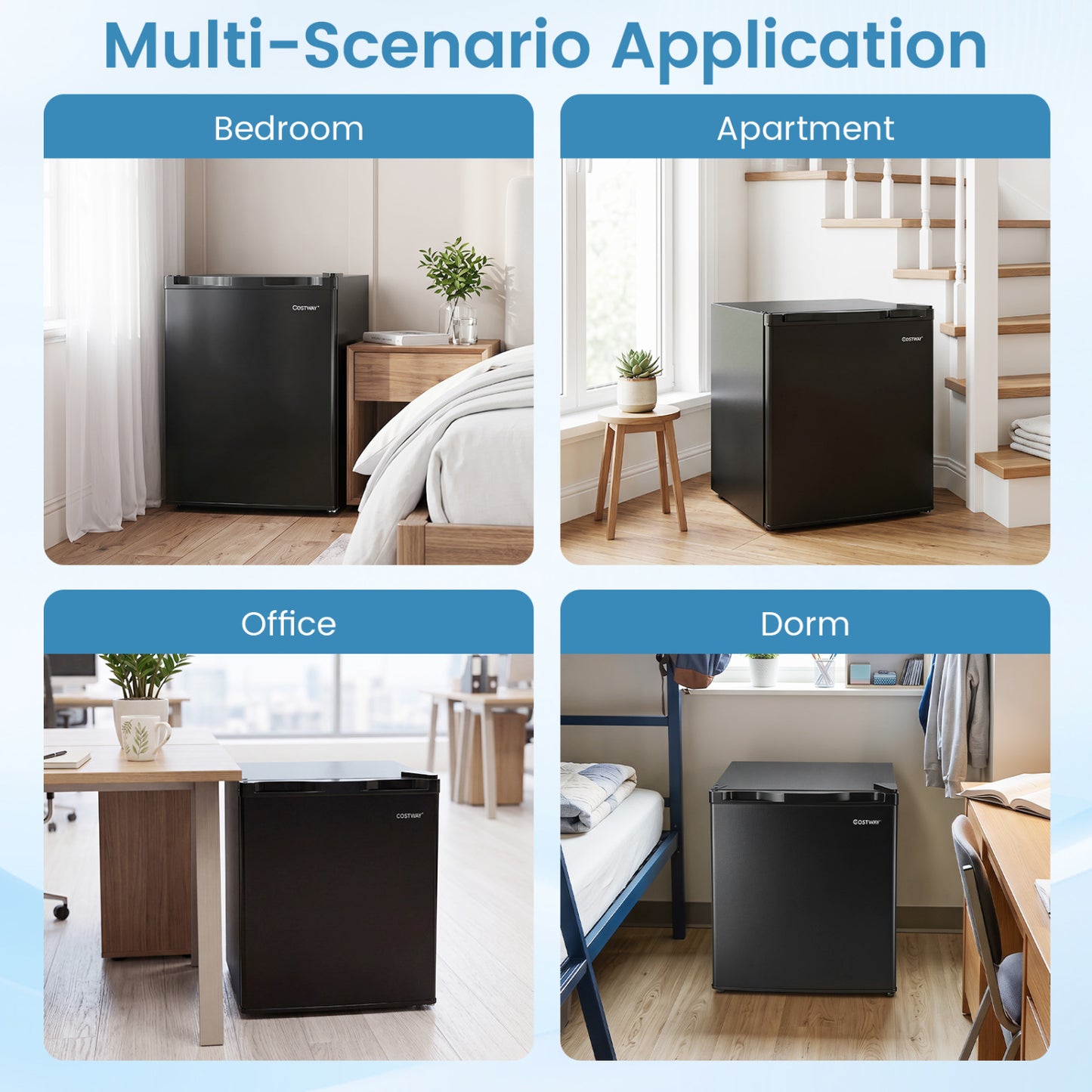 Compact Mini Fridge with 7-Level Adjustable Thermostat, Black Refrigerators at Gallery Canada