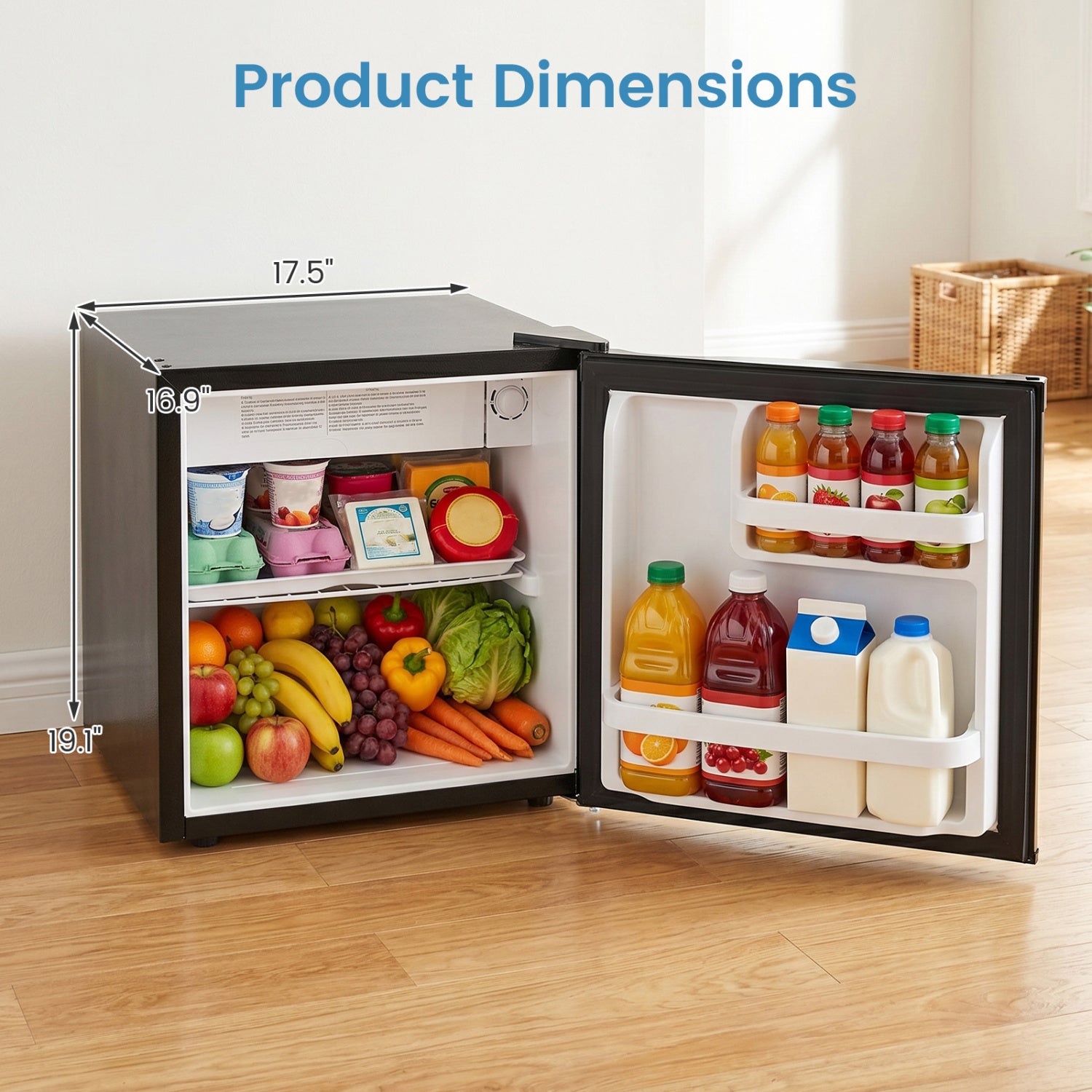 Compact Mini Fridge with 7-Level Adjustable Thermostat, Black Refrigerators at Gallery Canada