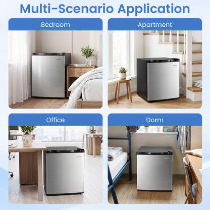Compact Mini Fridge with 7-Level Adjustable Thermostat, Silver Refrigerators at Gallery Canada