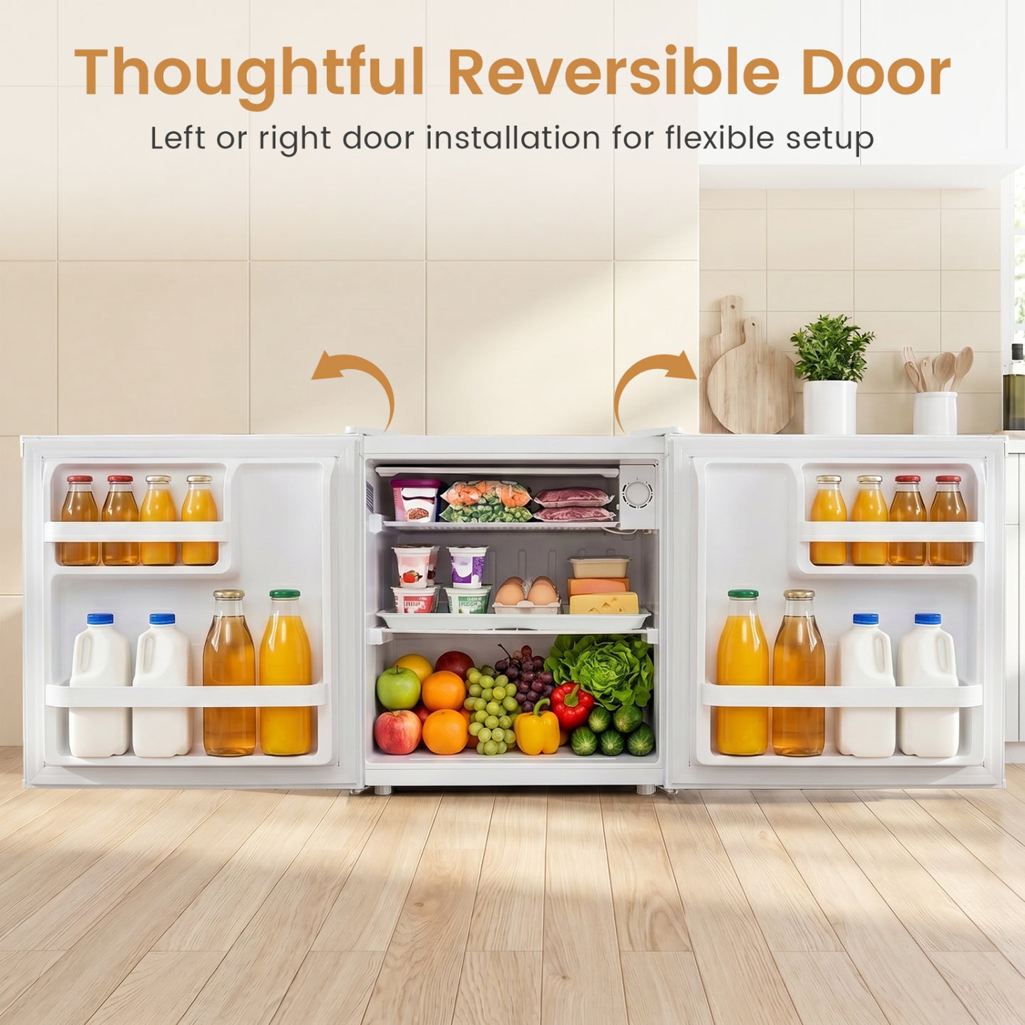 Compact Mini Fridge with 7-Level Adjustable Thermostat, White Refrigerators at Gallery Canada