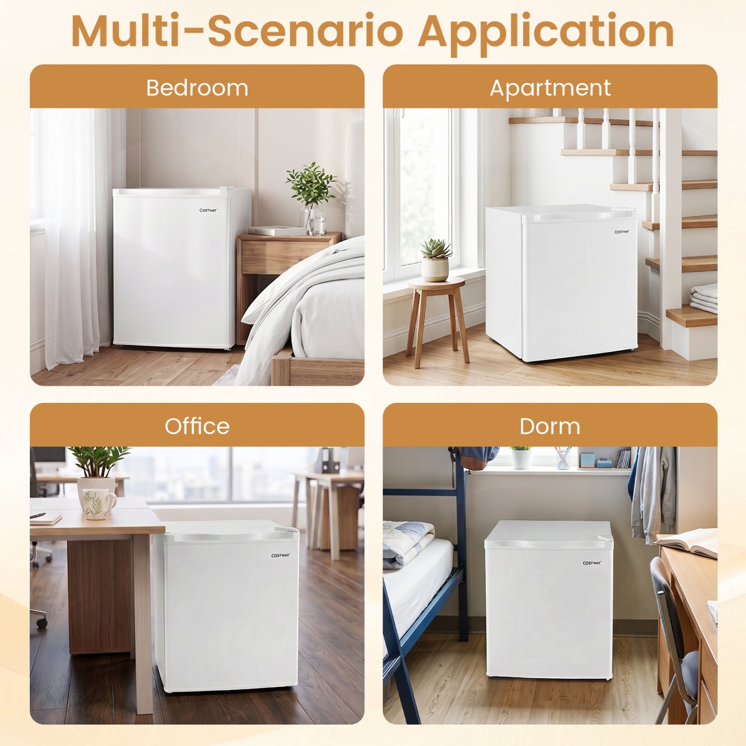 Compact Mini Fridge with 7-Level Adjustable Thermostat, White Refrigerators at Gallery Canada