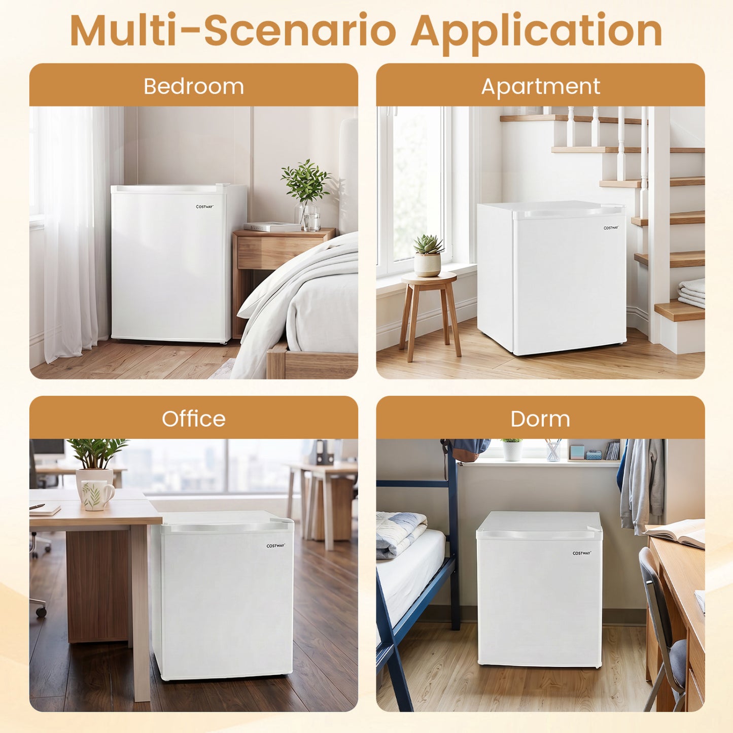 Compact Mini Fridge with 7-Level Adjustable Thermostat, White Refrigerators at Gallery Canada