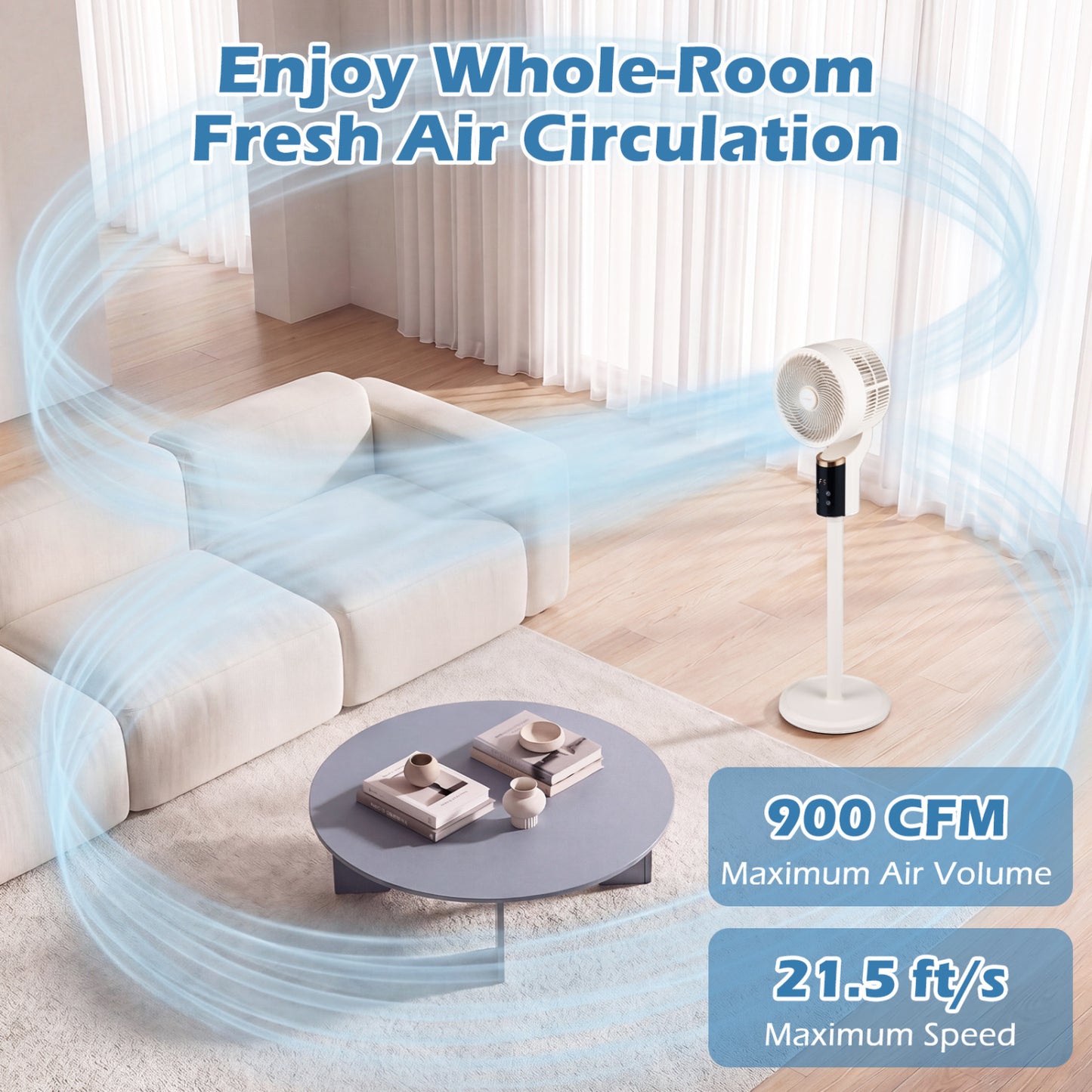 Compact Oscillating Fan, 70° Oscillation, 90° Tilt, White Fans at Gallery Canada