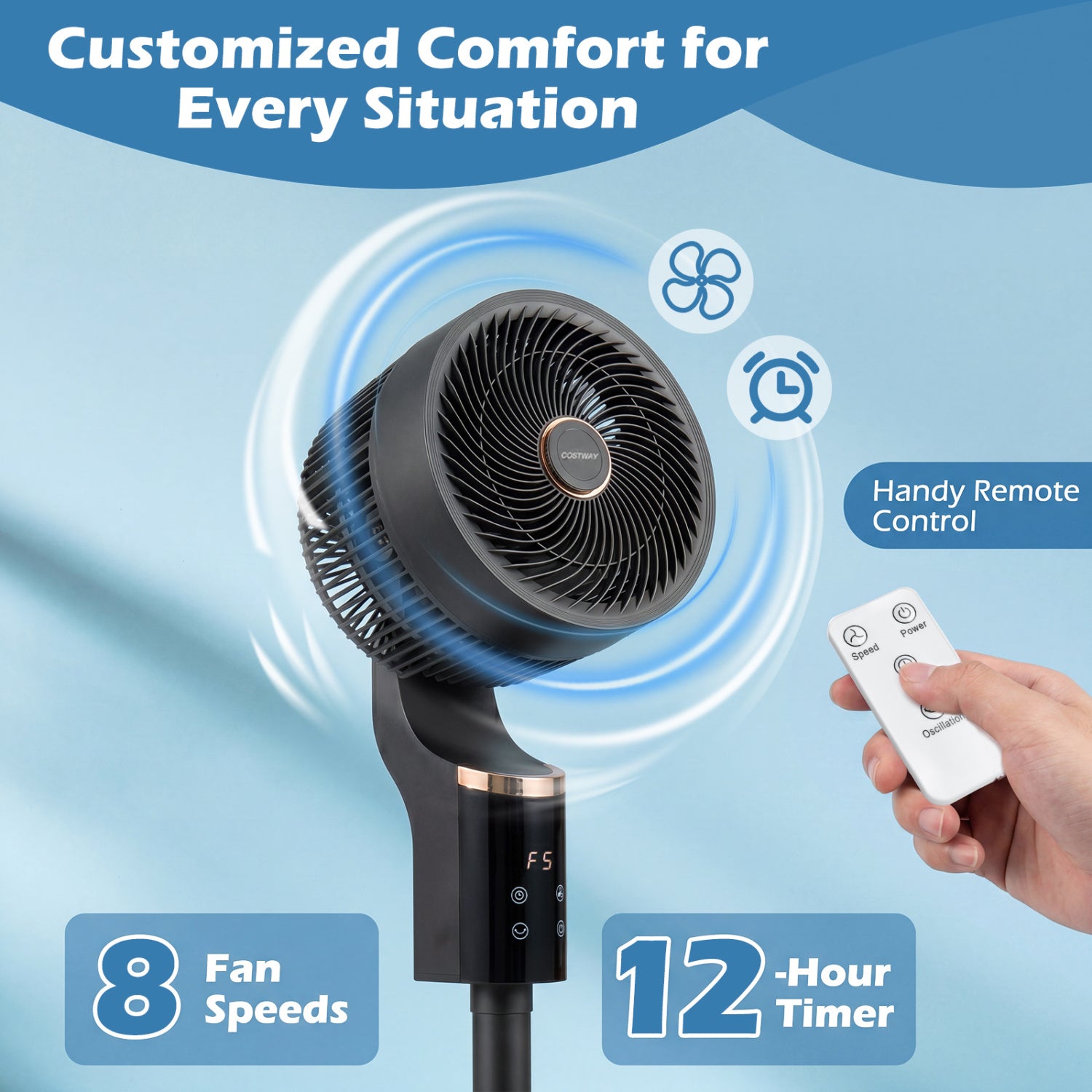 Compact Oscillating Fan, 70° Oscillation, 90° Tilt, Black Fans at Gallery Canada
