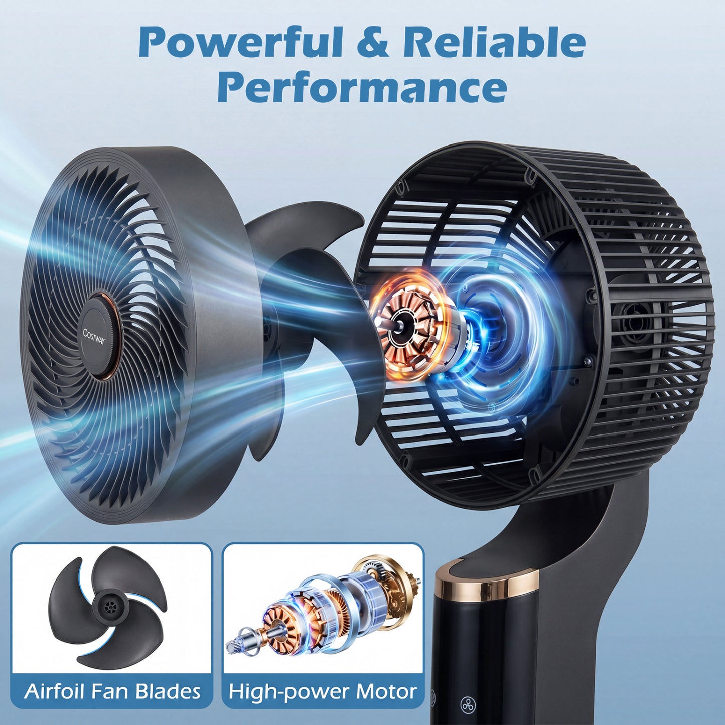 Compact Oscillating Fan, 70° Oscillation, 90° Tilt, Black Fans at Gallery Canada