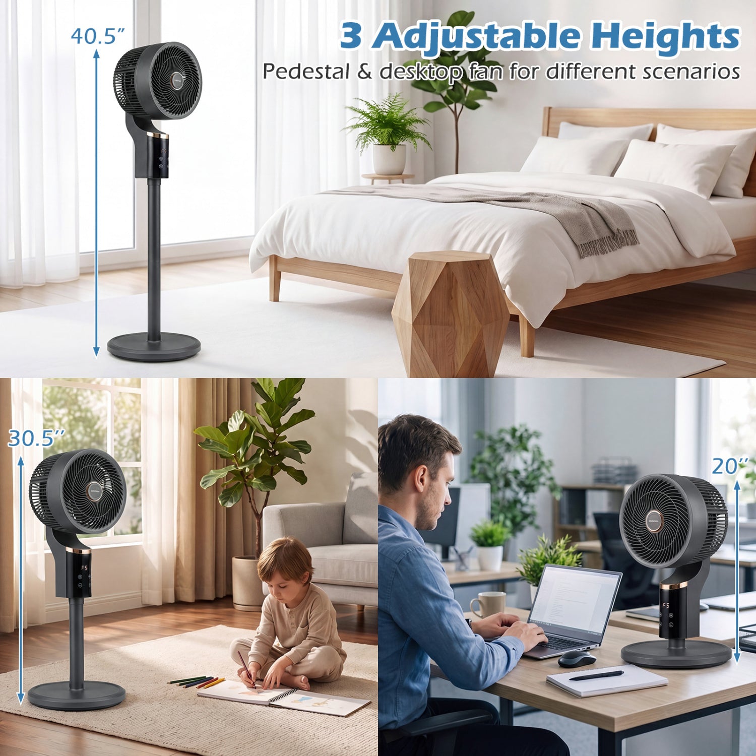 Compact Oscillating Fan, 70° Oscillation, 90° Tilt, Black Fans at Gallery Canada