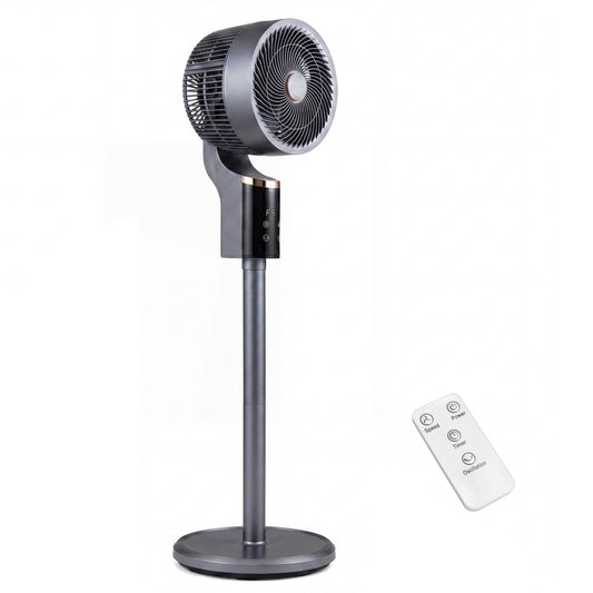 Ventilateur oscillant compact sur pied, gris