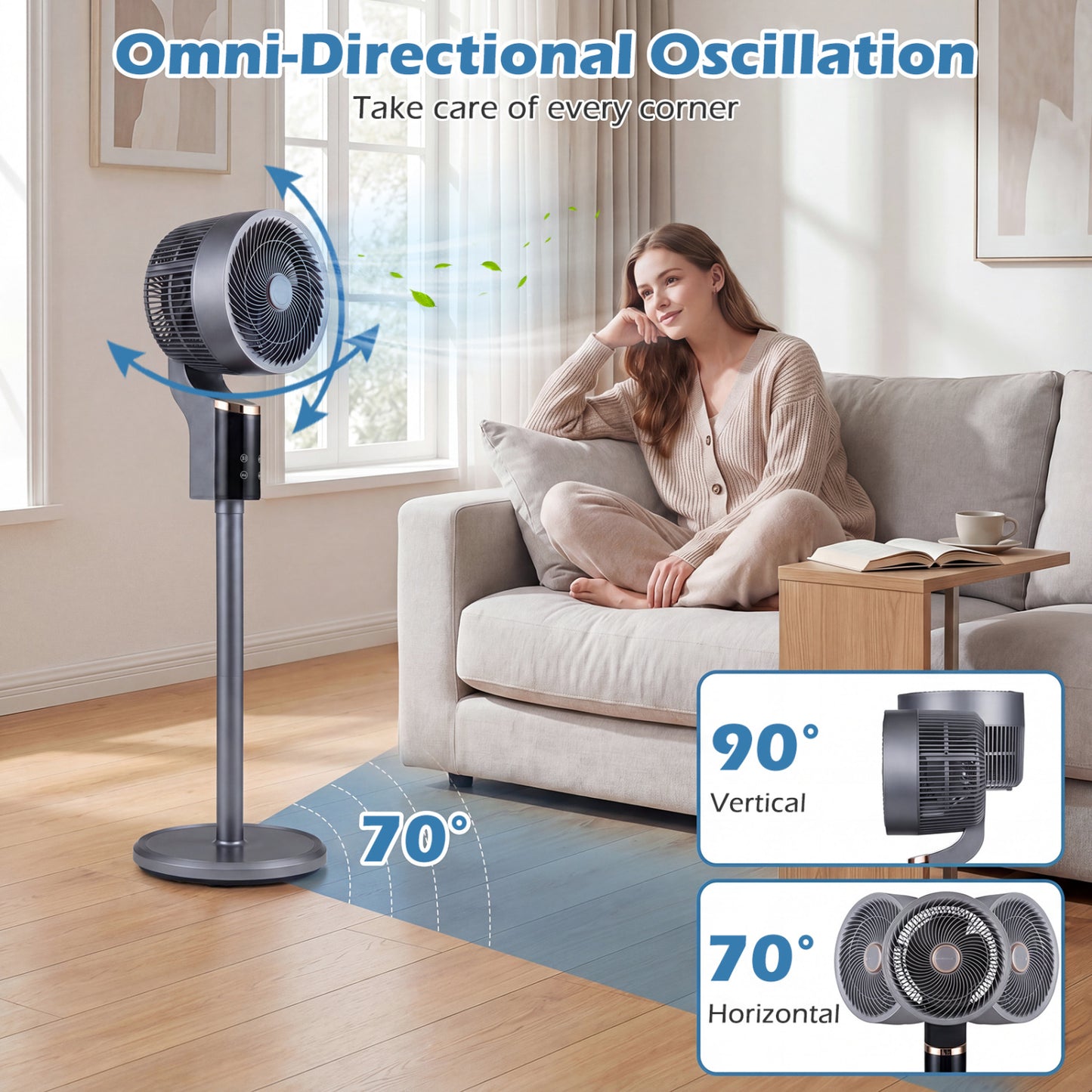 Compact Oscillating Standing Fan, Gray Fans at Gallery Canada