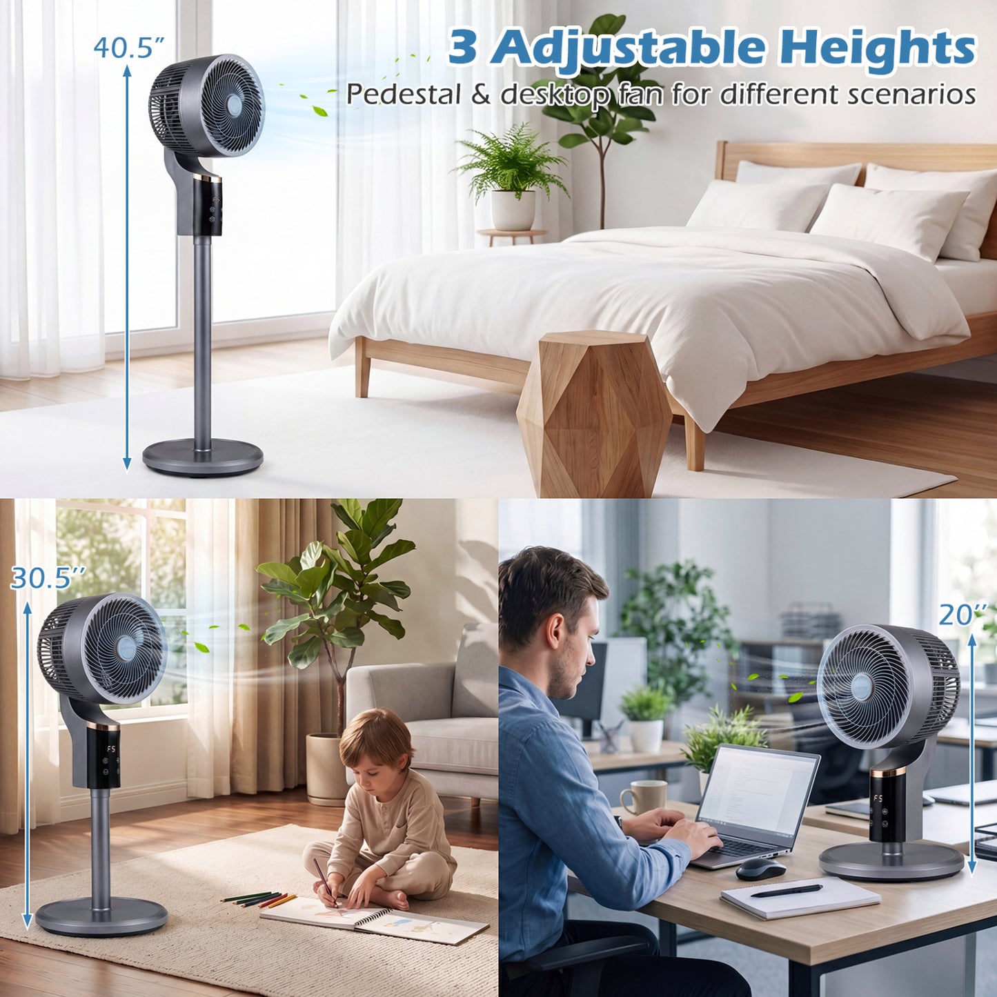Compact Oscillating Standing Fan, Gray Fans at Gallery Canada