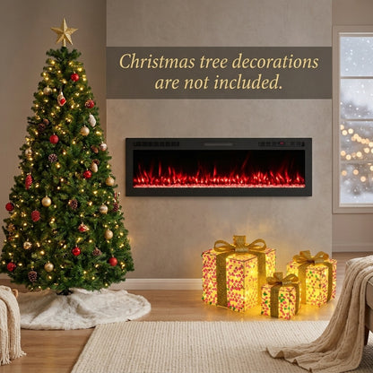 60" WiFi Fireplace, 7ft Christmas Tree, 3 Lighted Gift Boxes