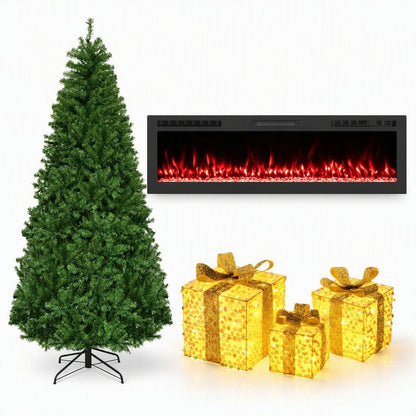 60" WiFi Fireplace, 7ft Christmas Tree, 3 Lighted Gift Boxes