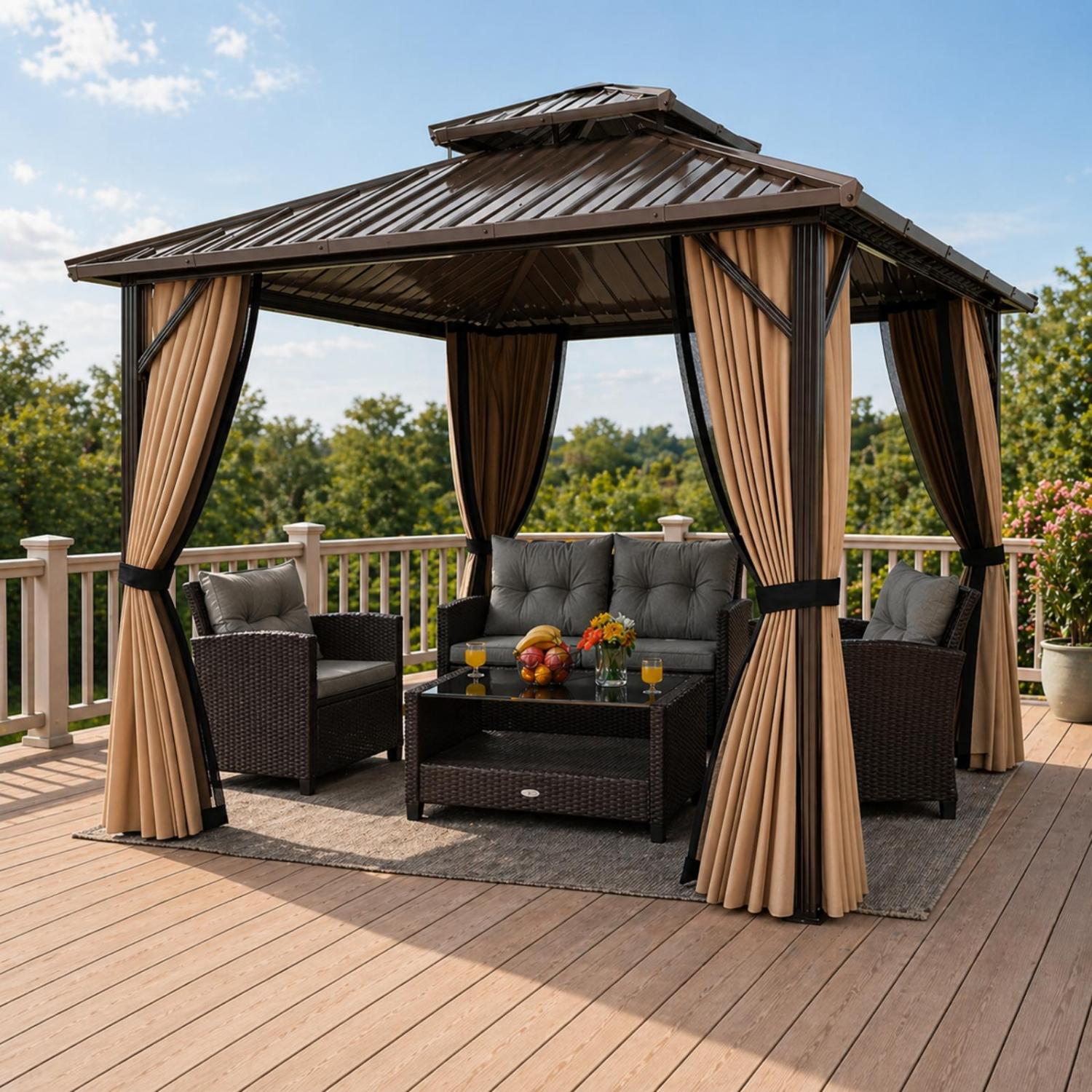 10x10 Hardtop Gazebo With 4-Piece Patio Conversation Set Outdoor & Patio Furniture at Gallery Canada