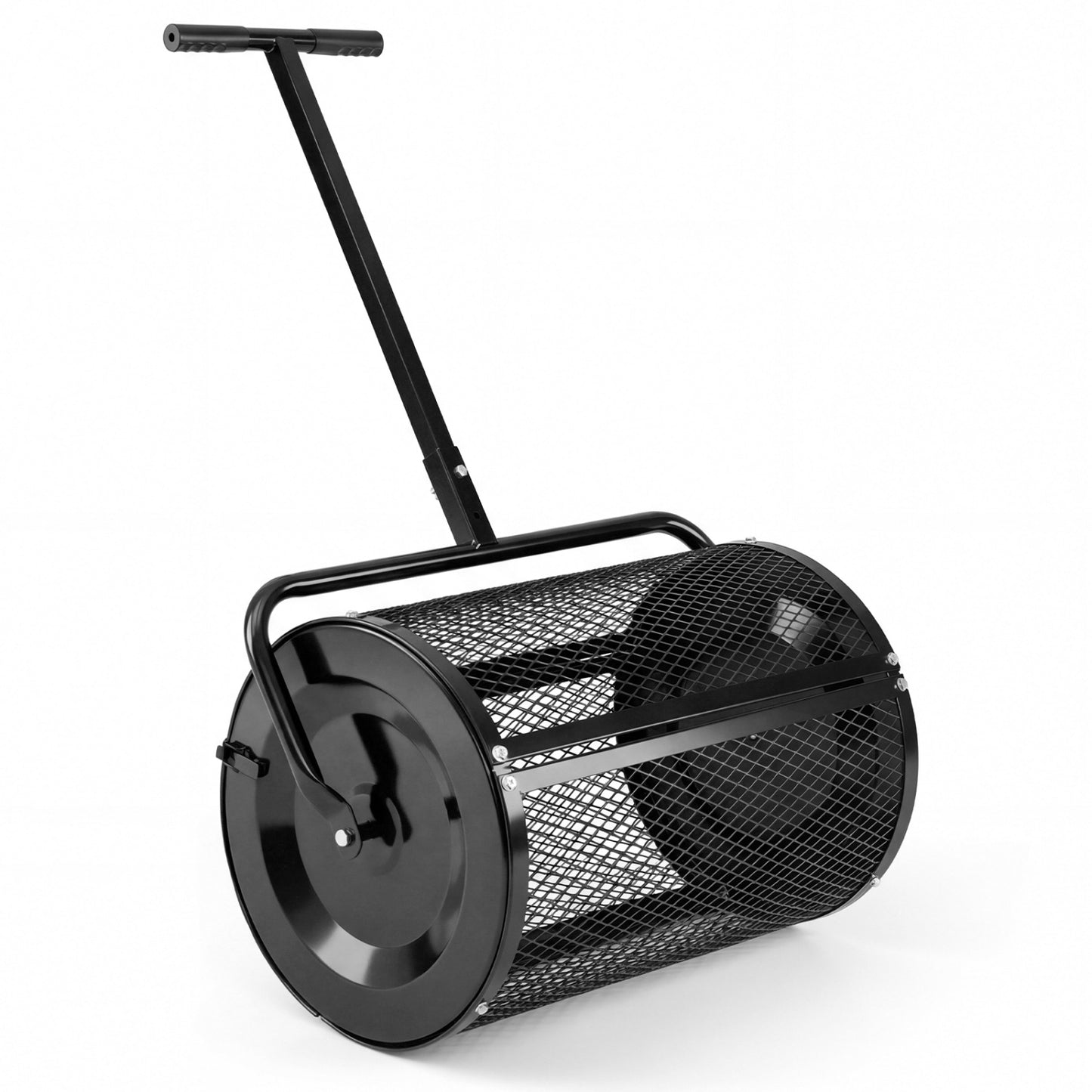 24 Inch Peat Moss Spreader Roller, Height-Adjustable T-Shape Handle, Black Lawn Care Tools at Gallery Canada