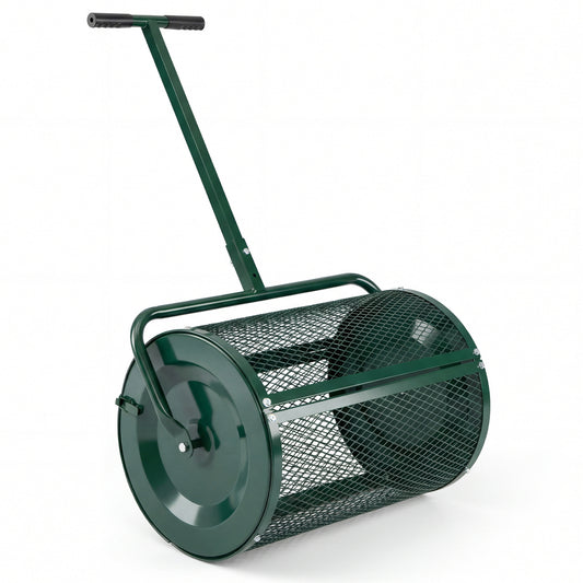 24 Inch Peat Moss Compost Spreader Roller, Height Adjustable T Handle, Green Lawn Care Tools Green at Gallery Canada