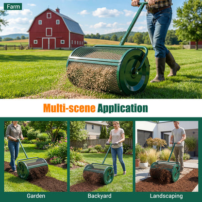 24 Inch Peat Moss Compost Spreader Roller, Height Adjustable T Handle, Green Lawn Care Tools at Gallery Canada