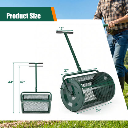 24 Inch Peat Moss Compost Spreader Roller, Height Adjustable T Handle, Green Lawn Care Tools at Gallery Canada