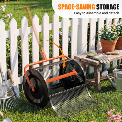 24 Inch Compost Spreader, Height Adjustable T Handle, Orange Lawn Care Tools at Gallery Canada