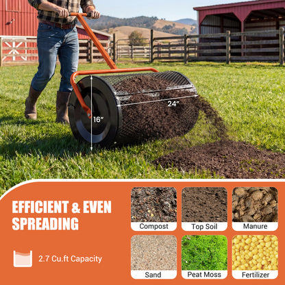 24 Inch Compost Spreader, Height Adjustable T Handle, Orange Lawn Care Tools at Gallery Canada
