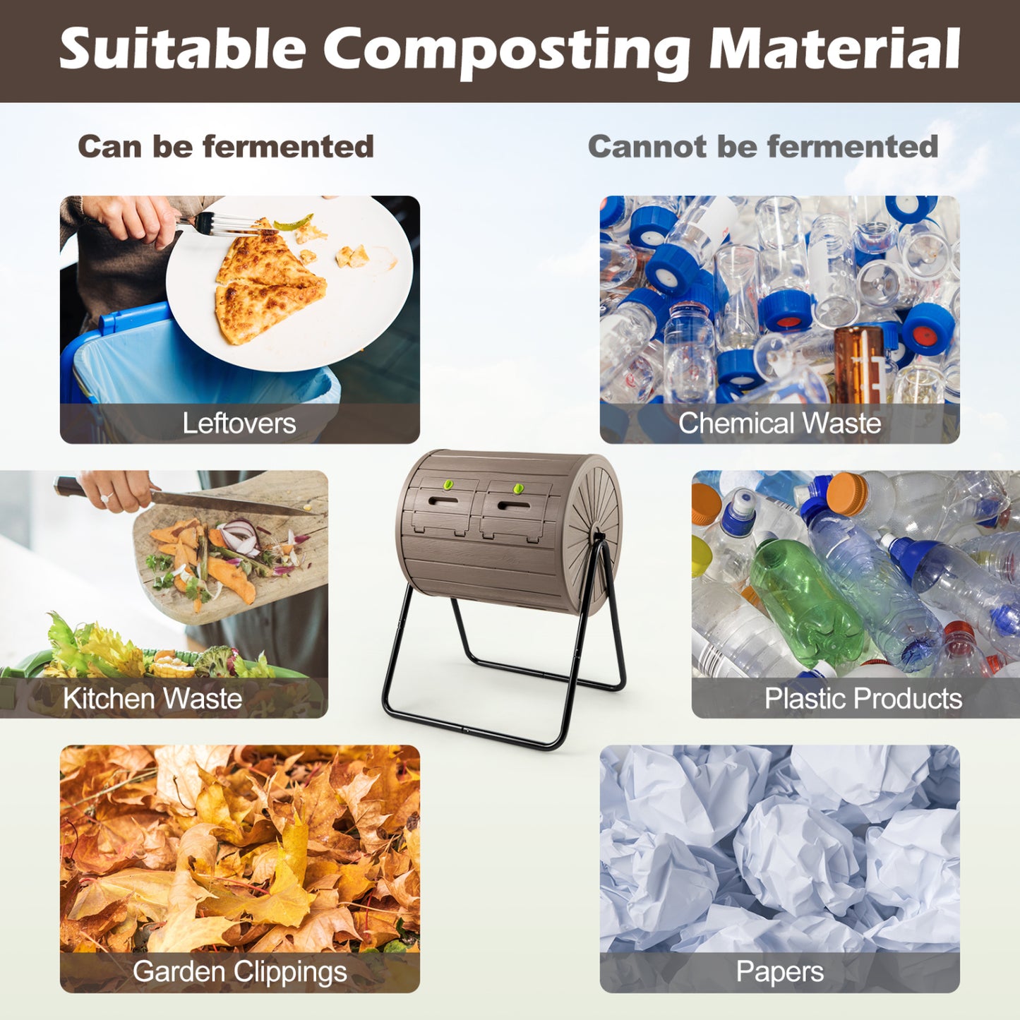 Compost Tumbler 37.5 Gallon Large Outdoor Compost Bin, Coffee Garden Tools at Gallery Canada