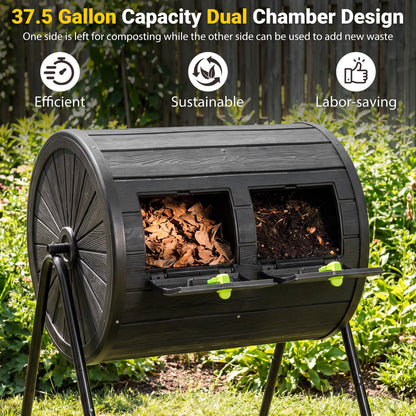 Compost Tumbler 37.5 Gallon Large Outdoor Compost Bin, Black Garden Tools at Gallery Canada