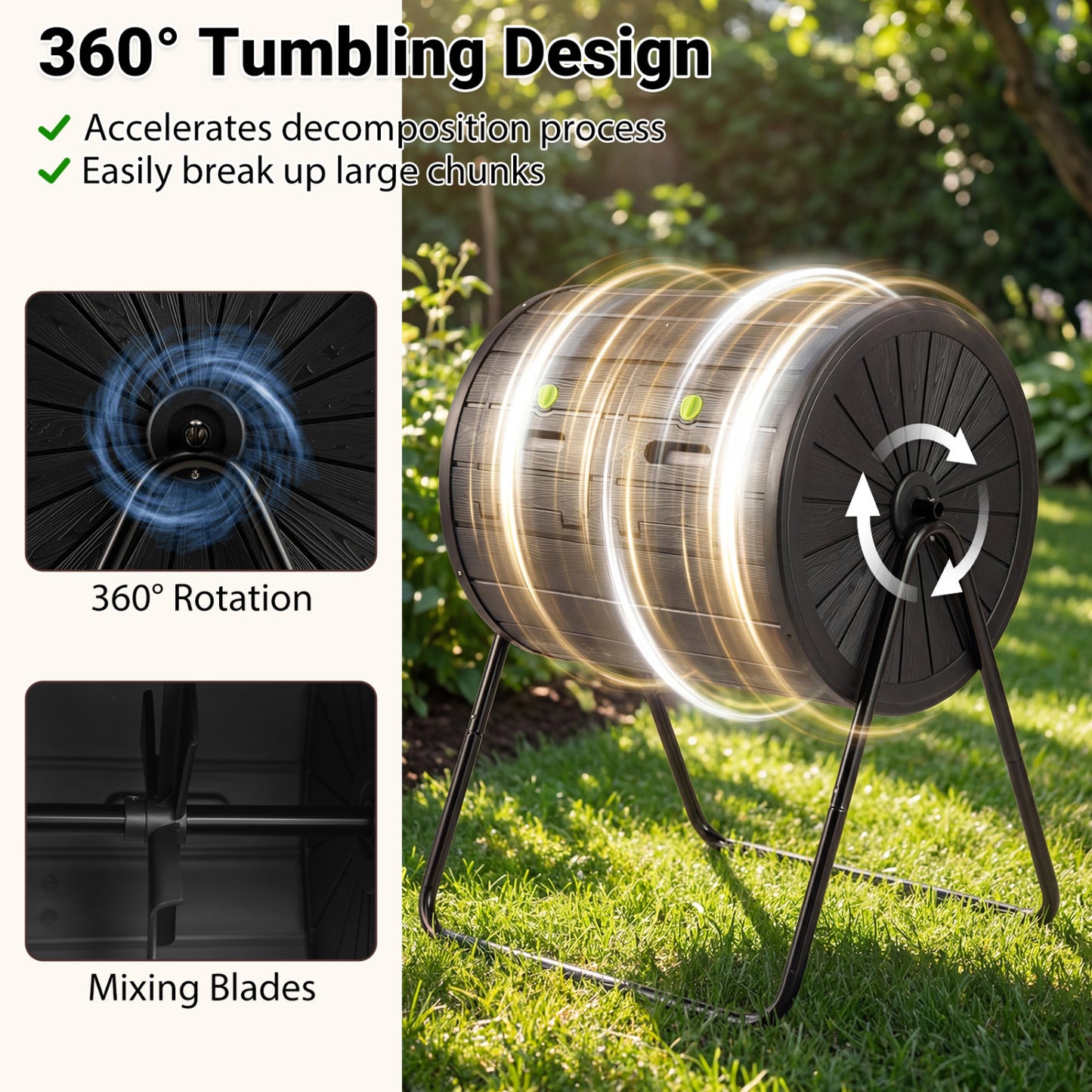 Compost Tumbler 37.5 Gallon Large Outdoor Compost Bin, Black Garden Tools at Gallery Canada