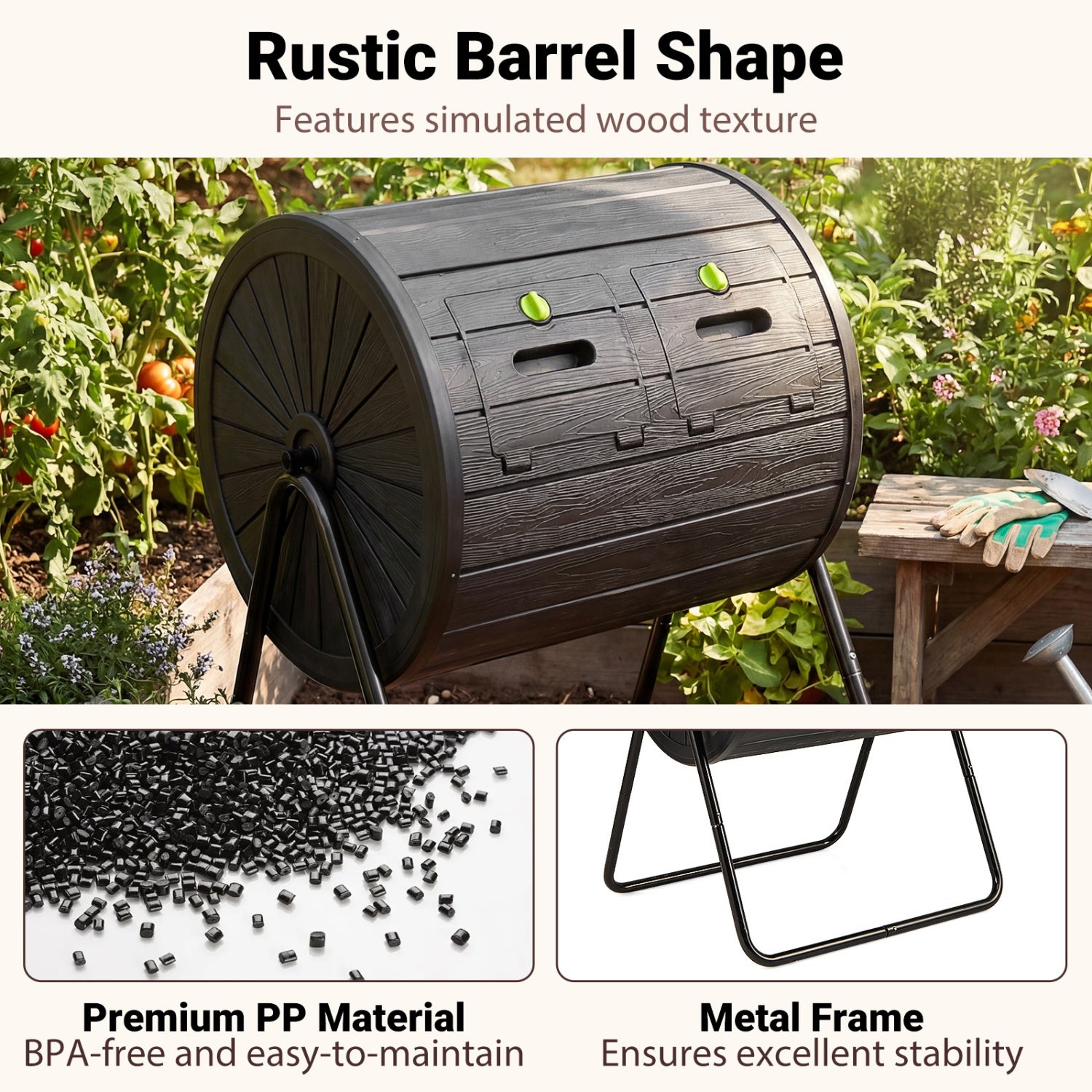 Compost Tumbler 37.5 Gallon Large Outdoor Compost Bin, Black Garden Tools at Gallery Canada