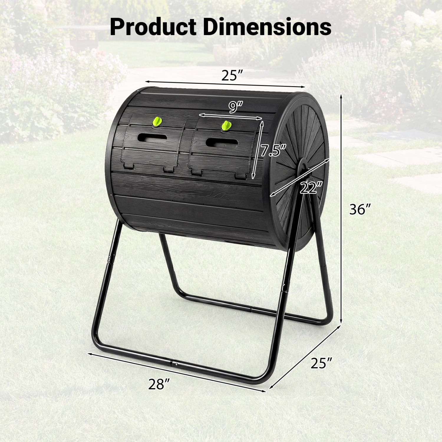 Compost Tumbler 37.5 Gallon Large Outdoor Compost Bin, Black Garden Tools at Gallery Canada
