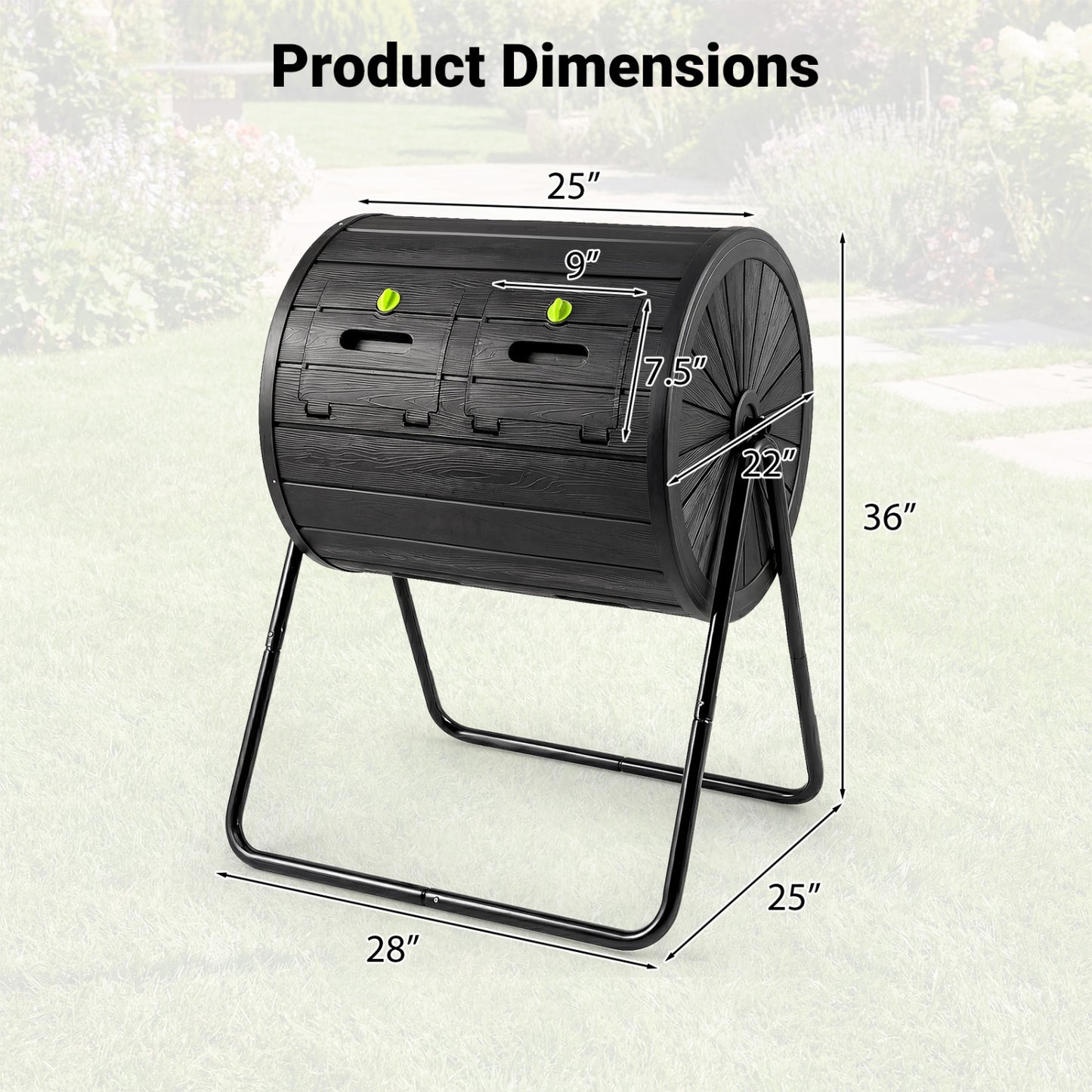 Compost Tumbler 37.5 Gallon Large Outdoor Compost Bin, Black Garden Tools at Gallery Canada