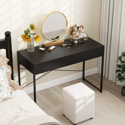 Computer Desk with 2 Drawers 44 Inch Home Office Desk with Metal Frame, Black Computer Desks at Gallery Canada