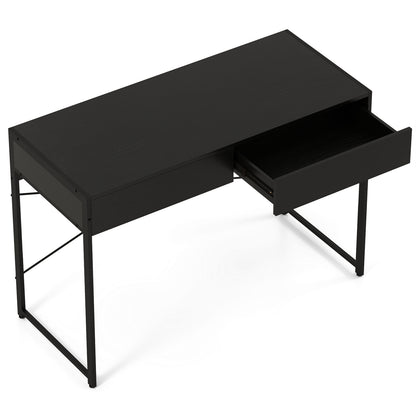 Computer Desk with 2 Drawers 44 Inch Home Office Desk with Metal Frame, Black Computer Desks at Gallery Canada