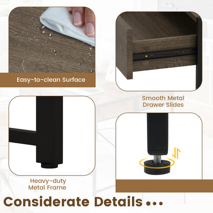 Computer Desk with 2 Drawers 44 Inch Home Office Desk with Metal Frame, Oak Computer Desks at Gallery Canada