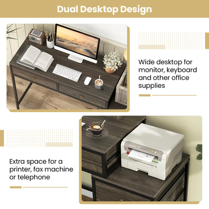 Computer Desk With 5 Drawers, Side File Cabinet, Gray Computer Desks at Gallery Canada