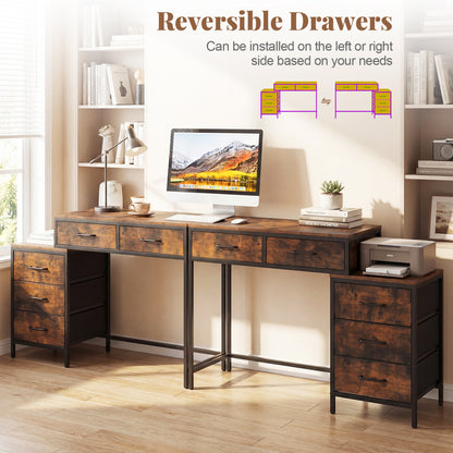 Computer Desk With 5 Drawers, Printer Stand, Brown Computer Desks at Gallery Canada