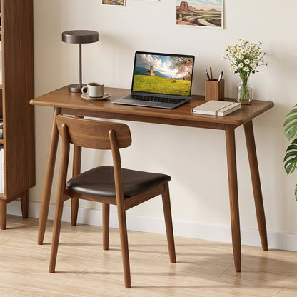 Computer Desk with Rubber Wood Legs, Walnut