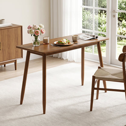 Computer Desk with Rubber Wood Legs, Walnut