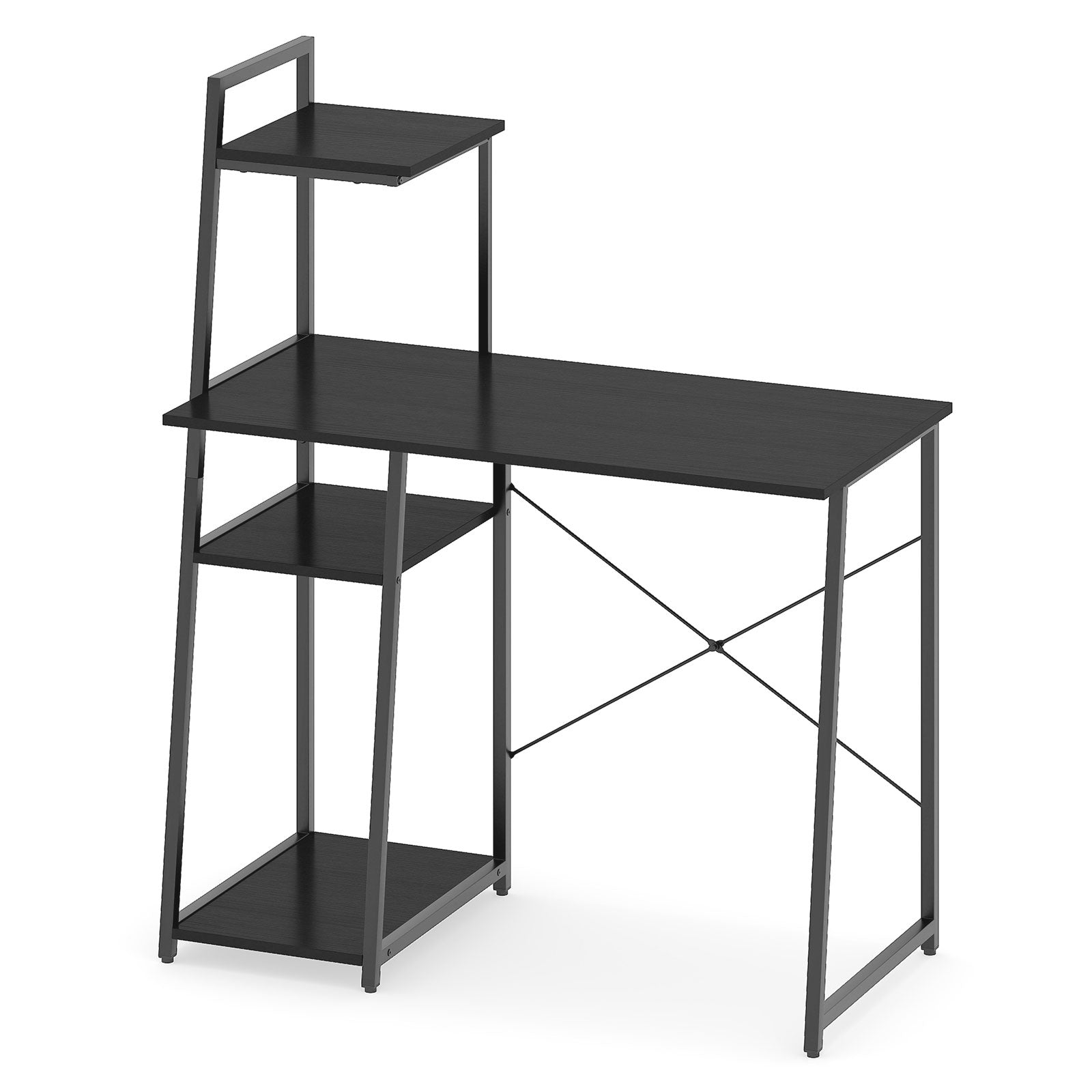 Computer Desk with Shelves and 3-Tier Storage Bookshelf, Black Writing Desks at Gallery Canada