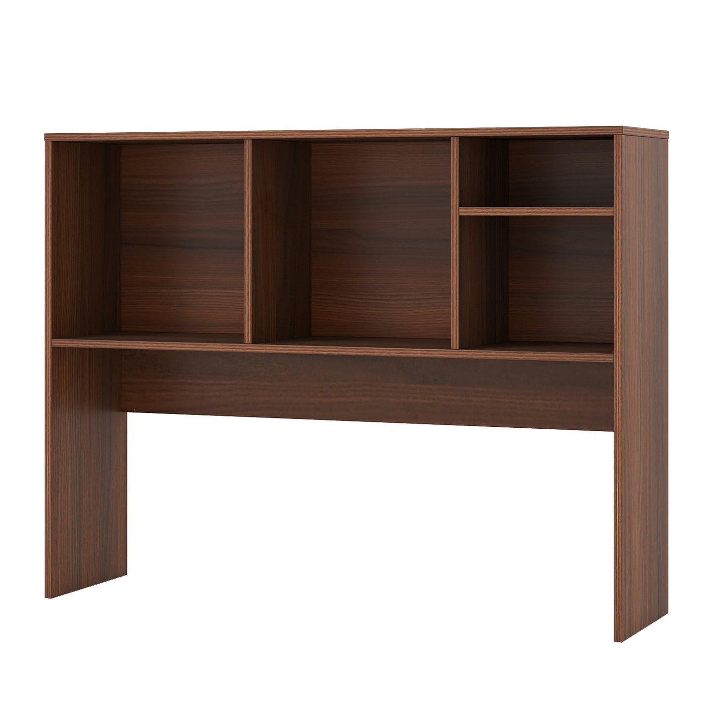 Computer Desktop Bookcase with 4 Cubbies and Open Back Compartment-HT, Walnut Bookcases at Gallery Canada