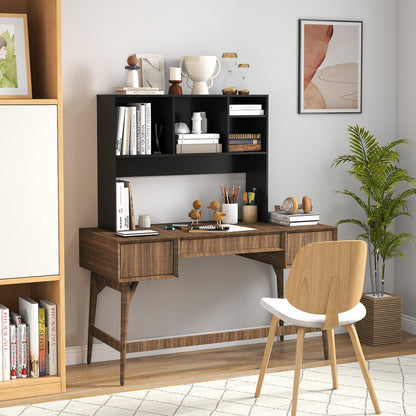 Computer Desktop Bookcase with 4 Cubbies and Open Back Compartment-DK, Black Bookcases at Gallery Canada