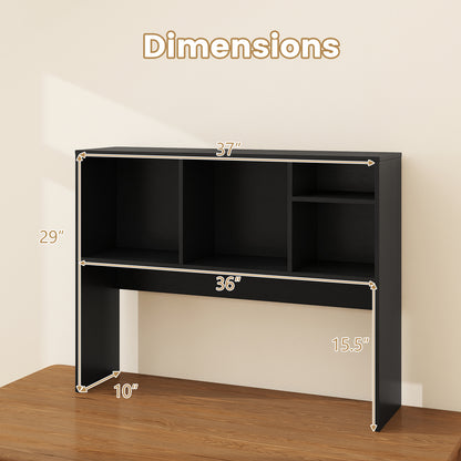 Computer Desktop Bookcase with 4 Cubbies and Open Back Compartment-DK, Black Bookcases at Gallery Canada