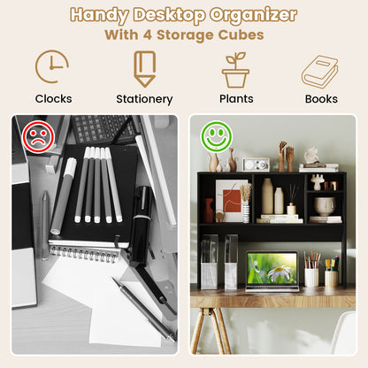 Computer Desktop Bookcase with 4 Cubbies and Open Back Compartment-DK, Black Bookcases at Gallery Canada