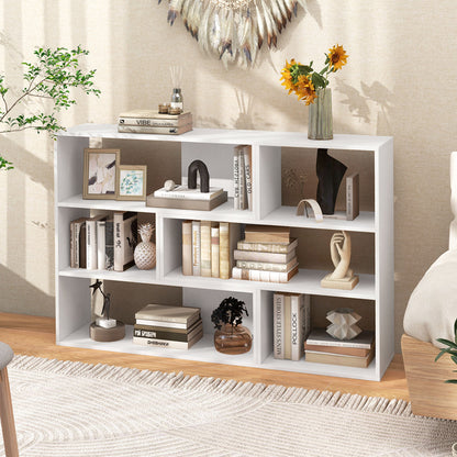 Concave & Convex Bookshelf Set, 3 Shelves, Anti-Toppling, White
