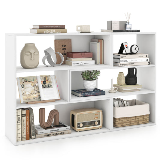 Concave & Convex Bookshelf Set, 3 Shelves, Anti-Toppling, White Bookcases White at Gallery Canada