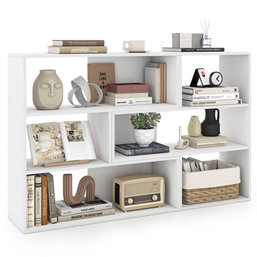 Concave & Convex Bookshelf Set, 3 Shelves, Anti-Toppling, White
