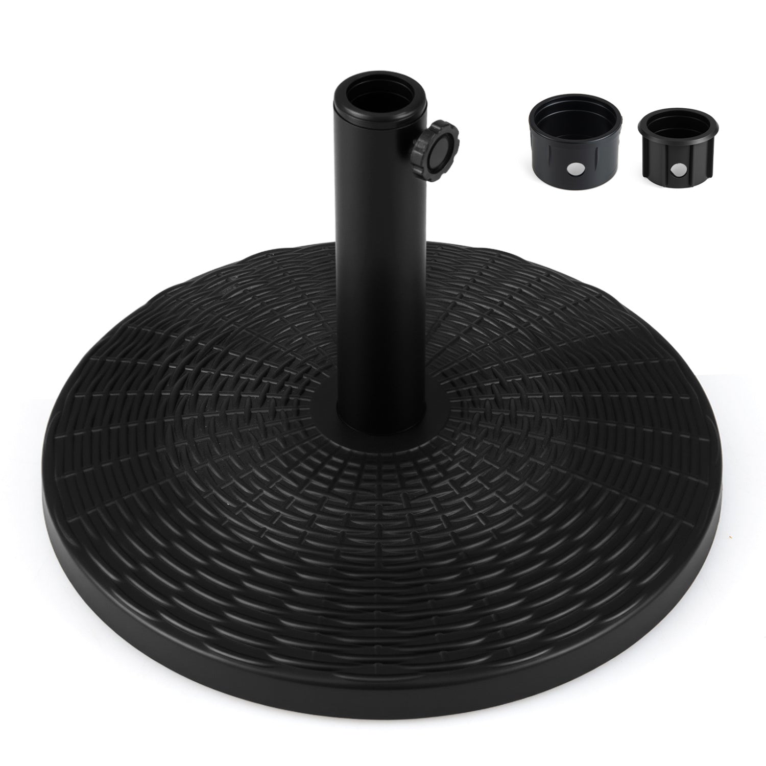 Concrete Patio Umbrella Base, Rattan Pattern, Black Outdoor Umbrella Bases at Gallery Canada