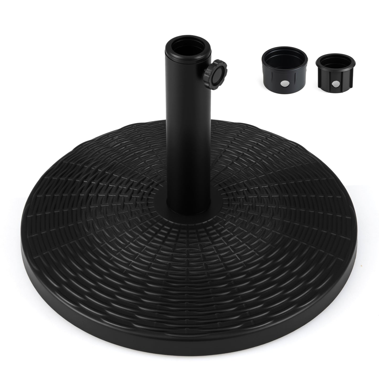 Concrete Patio Umbrella Base, Rattan Pattern, Black Outdoor Umbrella Bases at Gallery Canada